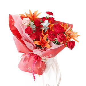 Papel de regalo de ramo Floral Dream Garden-Peony Flower Oil Painting Style Virgin Pulp-Papel de regalo con flores de ensueño - Product Image 5