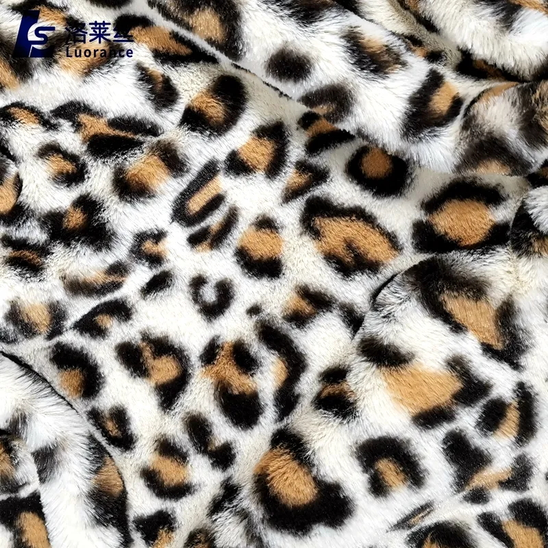 Vendita calda animale della stampa della pelliccia del faux del leopardo del tessuto