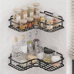 Mensola angolare per doccia senza foratura, in metallo antiruggine, da parete, organizer adesivo per doccia, scaffale da <span class=keywords><strong>bagno</strong></span> resistente, salvaspazio - Product Image 5