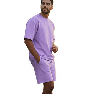 2026 Wholesale Summer Men's Casual Shorts <b>Set</b> Plain Color Solid 100% Cotton Jersey Quick Dry Knitted Customized Logo <b>Twin</b> <b>Set</b> - Product Image 3