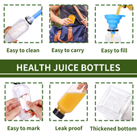 Bouteilles en plastique de 200 ml pour jus, réutilisables, avec couvercles, pour jus, smoothies et boissons – Stock local US