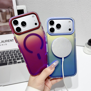 Funda para Teléfono con Efecto Degradado Láser, Carcasa de PC Esmerilada con Borde de TPU Suave y Tira Magnética Translúcida para iPhone 18 17 Pro Max - Product Image 3