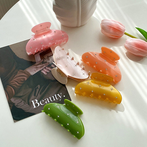 Owell-Pinza grande para el pelo, accesorio para el cabello con diamantes de imitación, color sólido