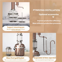 Kit de Distillation Rétro pour la Maison 8L en Cuivre Pur pour l'Extraction d'Huiles Essentielles, la Fabrication d'Hydrolats et la Distillation DIY de Whisky, Brandy et Vin