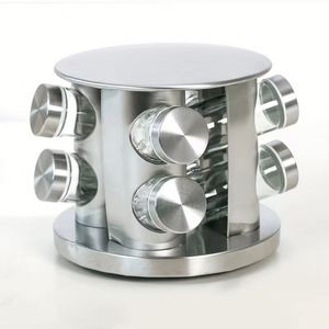 Excellent Organisateur de Comptoir Rotatif en Métal pour Épices, avec 8 Bocaux en Verre – Support de Rangement Rotatif pour Épices - Product Image 3