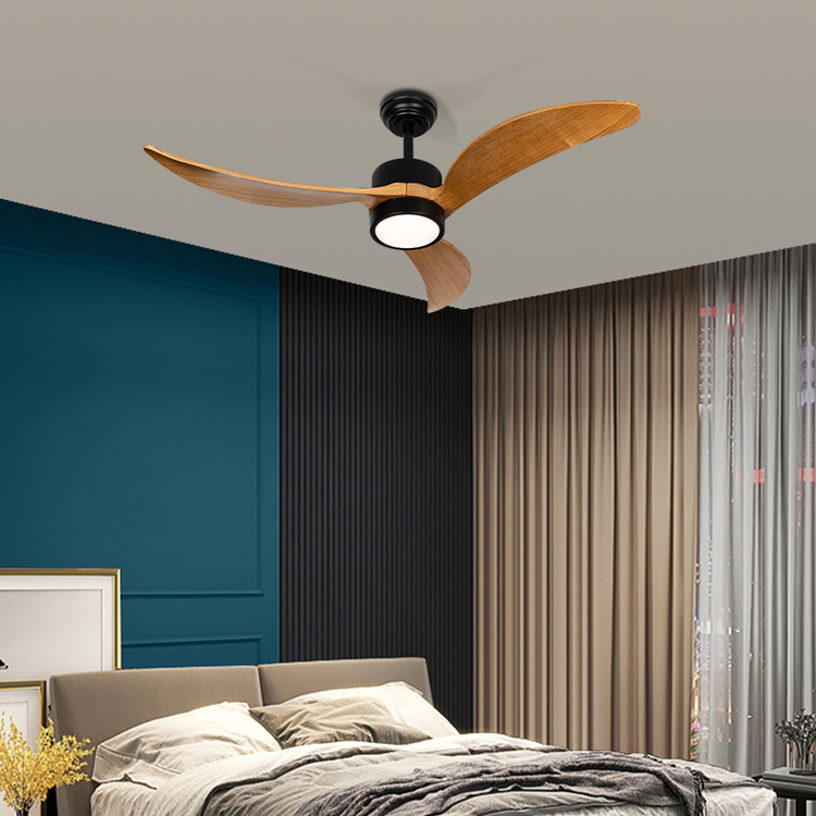 Eco 42 inch BLDC remote control solid wooden 3 blades ceiling fan wood ceiling fan with light