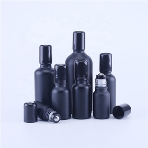 Chai Lọ Thủy Tinh Màu Đen Mờ 30ML <span class=keywords><strong>50ML</strong></span>, Chai Đóng Gói Tinh Dầu Thơm Với Hạt Thép Cuộn Trên Lọ - Product Image 3