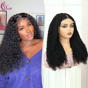 FH Vente en gros 5X5 Sans colle Lace Frontal Double Drawn Perruques de cheveux vietnamiens Pissy Curly Cheveux brésiliens Transparent Lace Front Perruques - Product Image 1