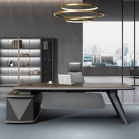 Table d'ordinateur de bureau moderne en bois durable pour cadre dirigeant, avec design incurvé et fonctionnalités modulaires, idéale pour villa - Vente en gros