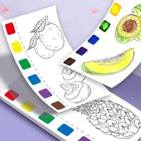 Vente en gros d'artisanat d'art aquarelle peinture dessin papier livre de coloriage pour enfants cadeaux fruits nourriture 1 pinceau dessin jouets ensemble