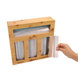 Bamboo Kitchen Ziplock Food Bag Holder Drawer Container Organizer Baggie Storage