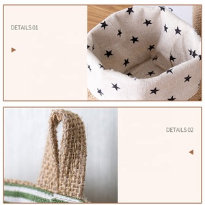 Cotton Linen Có Thể Gập Lại Tổ Chức Trang Trí Túi Nhỏ Đay Treo Lưu Trữ Giỏ Túi Để Tổ Chức - Product Image 6