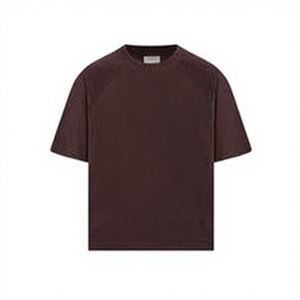T-shirt homme marron foncé uni à manches raglan coupe décontractée col rond basique - Product Image 1