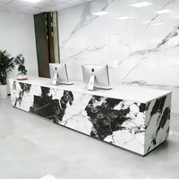 Comptoir de réception moderne en bois laqué doré avec logo gratuit pour salon de beauté, bar, hôpital, maison, bureau, avec rangement