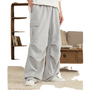 Pantalon cargo décontracté pour homme en toile 100% coton, style urbain américain, multi-poches, coupe ample, taille mi-haute, avec cordon de serrage, poids moyen, hiver - Product Image 1