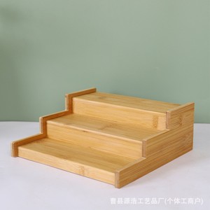 Estante de bambú para especias de cocina, organizador de almacenamiento expandible de 3 niveles para especias y condimentos, color madera natural - Product Image 5
