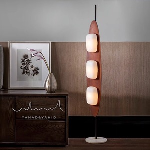 Vintage Style Solid Wood Floor Lamp Three Color Changing Red <b>Light</b> Home Living Room Bedroom Study Nordic Modern Minimalist - Product Image 2