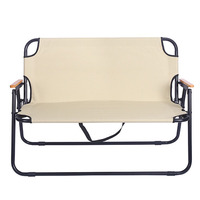 Chaise de plage pliable à double siège pour l'extérieur, avec structure en fer, tissu Oxford 600D, pliable pour la salle de sport, le parc, l'hôtel et l'entrepôt