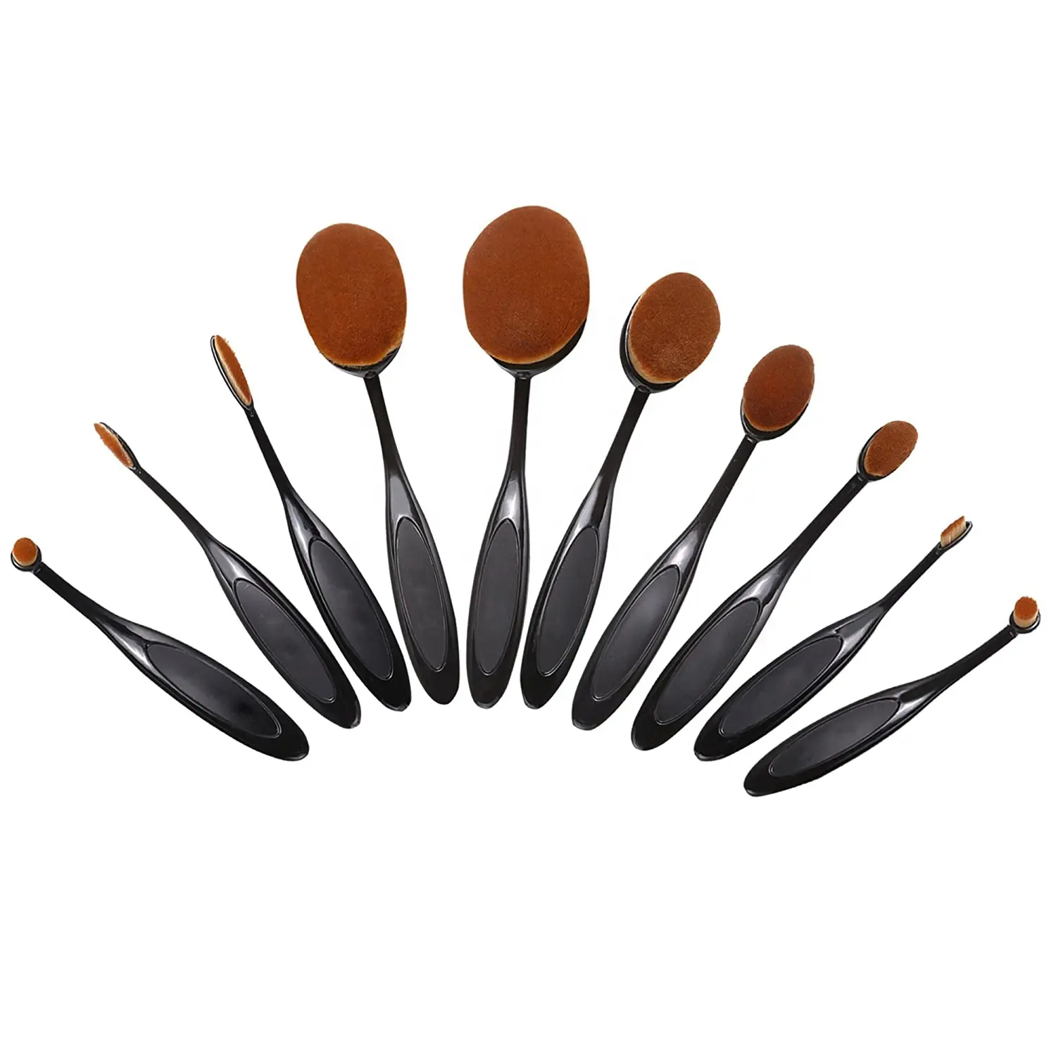 23837 Set Of 10 Belsion Makeup Brushes Professional Quality Soft And Dense Synthetic Hair Black Handle Blending Brush