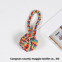 Jouet à mâcher durable en corde de coton arc-en-ciel pour chien avec nœuds, jouet de traction pour le nettoyage des dents des chiots