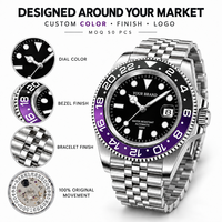 Reloj Automático OEM NH35 con Caja y Brazalete de Acero Inoxidable 316L, Bisel de Cerámica Bicolor, Fecha, Logotipo Personalizado para Hombre