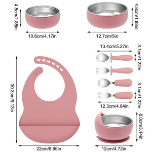 TONGTU <span class=keywords><strong>Assiette</strong></span> pour bébé en acier inoxydable 304 Aspiration Vaisselle pour enfants sans BPA avec plaque à ventouse pour une section de salle à manger sécurisée - Product Image 1