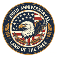 Transfert DTF Américain 250e Anniversaire : Badge Aigle Vintage Spirit of America Prêt à Presser pour T-shirts