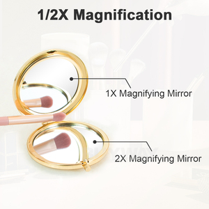 Custom Bridesmaid Compact Magnifying Foldable Gold Favors Luxury Inspired Mini Purse <strong>White</strong> Engraving Dual Sided Makeup <strong>Mirror</strong> - Product Image 2