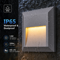 Lampe LED étanche IP65 pour marches, 1,6W 120lm, applique murale carrée encastrée moderne pour éclairage extérieur d'escaliers, couloirs, patios et allées