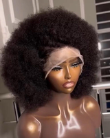 Perruque en dentelle 13x4 en gros, 100% cheveux humains, couleur naturelle, cheveux vierges Remy, densité 210%, bouclés afro spéciaux, sans colle, petite taille