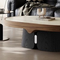 Table basse ovale en marbre et bois de style Bauhaus moderne italien de luxe, combinaison Creative Cloud pour salon et appartement