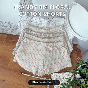 <span class=keywords><strong>Pantalones</strong></span> <span class=keywords><strong>cortos</strong></span> de pijama de algodón elástico con estampado de oso Floral para mujer de cintura alta Primavera Verano moda para el hogar - Product Image 2