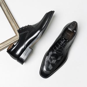 Zapatos de Negocios Puntiagudos de Cuero Vacuno para Caballero, Modernos, Casuales, con Cordones, Impermeables, Transpirables, Antideslizantes, para Otoño - Product Image 6
