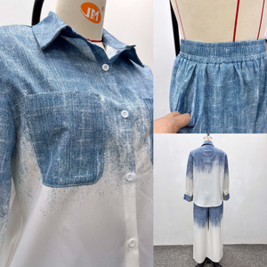 J8170 Nouvelle Collection Printemps-Automne 2026 – Ensemble Décontracté Femme 2 Pièces : Cardigan Tie-Dye à Manches Longues et Pantalon Large - Product Image 5