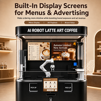 Bras de robot collaboratif à 6 axes, machine à café à écran tactile entièrement automatique, machine à latte art, kiosque commercial pour barista