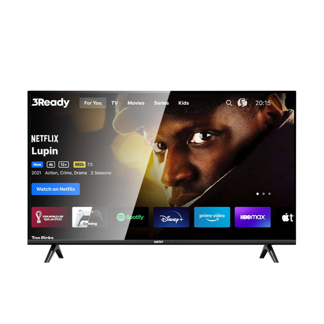 Weier 75-Inch YX-T75 Double Glass DVB-T2 Android 14 1.5+8G 4K UHD Smart LED TV for Hotel Use