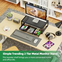 Soporte de Escritorio Metálico con Gran Espacio de Almacenamiento para Computadora, Impresora, PC, iMac, Monitor, Organizador de Alta Utilidad para el Hogar y la Oficina