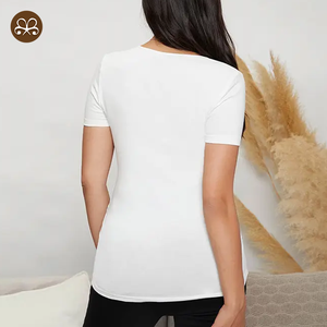Haute qualité personnalisé femmes haut d'allaitement maternité col en V à manches courtes vêtements d'allaitement confortables - Product Image 4