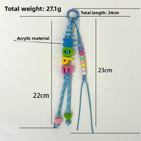 TOLKA Breloque de sac colorée en forme de cœur et de goutte d'eau, avec perles métalliques tressées à la main, style Dopamine Nature, motif clochette