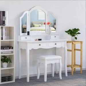 Precio de fábrica, venta al por mayor, juego de tocador con espejo, escritorio de maquillaje, muebles de dormitorio para niñas, tocador con 5 cajones - Product Image 4