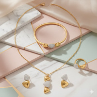 Nouveaux ensembles de bijoux en acier inoxydable 316L plaqué or géométrique pour femmes, vente en gros par les fabricants (colliers, bracelets, bagues, boucles d'oreilles)