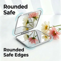 Miroir de maquillage pliable compact en acier inoxydable, double face, portable, miroir de poche cosmétique, mini miroir à main pour femmes, logo personnalisé