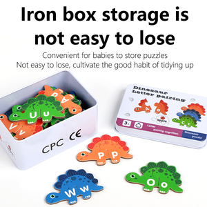 Nouveau design 2026 : Puzzle en bois dinosaure, jouet éducatif pour enfants, jeu de correspondance des lettres - Product Image 2