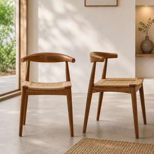 Chaise de salle à manger ergonomique Barry avec assise en teck tressé - Design moderne pour une utilisation en extérieur dans les hôtels, les parcs et les appartements - Product Image 2