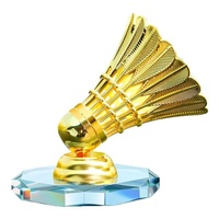 Trophée en cristal 3D gravé créatif pour passionnés de badminton, accessoire de décoration intérieure de voiture, idéal pour les compétitions, avec son de qualité