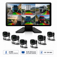 Sistema de Cámara para Camiones con IA BSD de 10.36'', Monitor AHD de 6 Canales, Detección de Peatones y Vehículos, Advertencia, para Camiones Comerciales, Autobuses, RV, Flotas, Impermeable