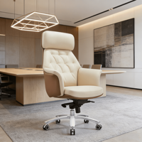 Chaise de bureau moderne ergonomique à dossier haut pivotante et inclinable en cuir, réglable en hauteur, pour la maison, le bureau et l'école, modèle 6836A