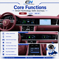 Porsche Panamera 2010-2016 13PCS Paket Upgrade Interior Merah Layar Android 12.3 Inci Wireless CarPlay & Android Auto