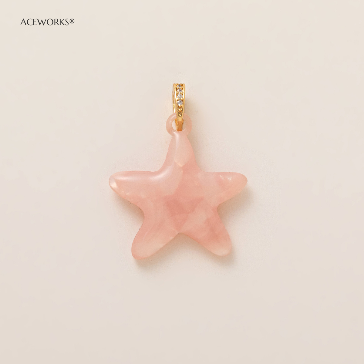 Pink starfish pendant-Gold