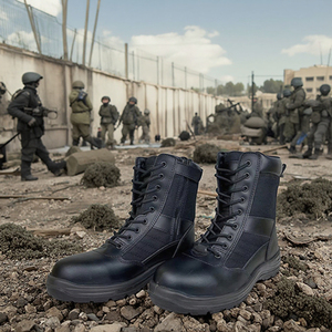 Bottes tactiques d'extérieur de haute qualité, antidérapantes, anti-choc, semelle en PU, chaussures de sécurité en cuir pour le travail, la randonnée et l'usine - Product Image 1